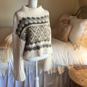 Free People Alpine Acrylic/Wool/Alpaca Forrest Combo Pullover Size M